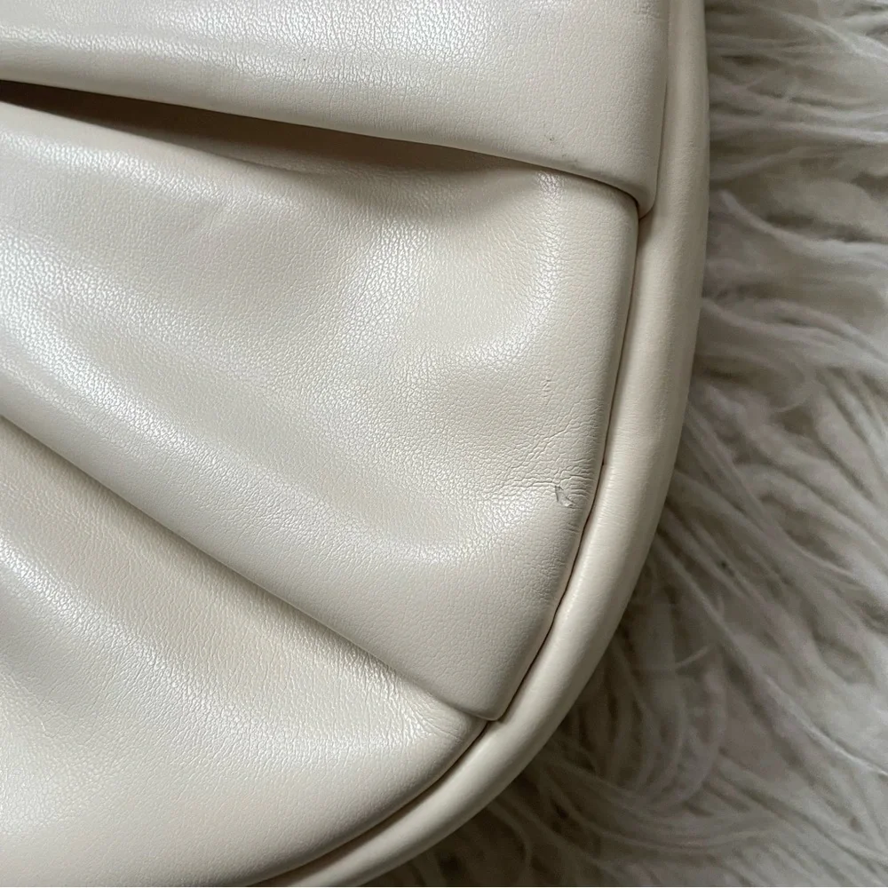 Sinbono Vegan Faux Lambskin Leather Ava Ivory Scrunch Handle Hobo Bag One Size